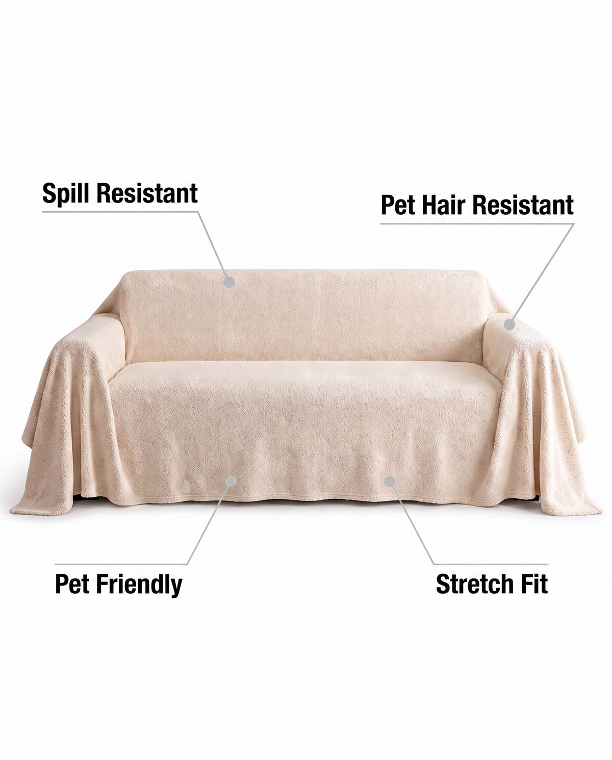 PlushFlex Full-Encasing Stretch Sofa Slipcover | Spill Resistant