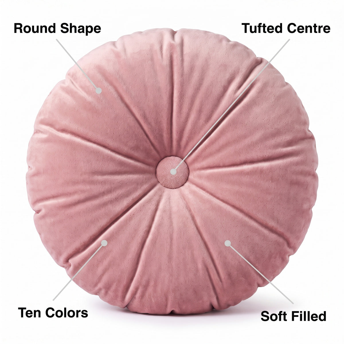 Round Accent Cushion | Tufted Center, 10 Colors