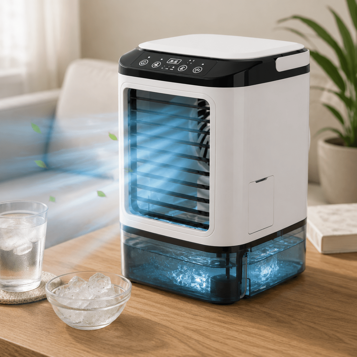 Portable Fan with Humidifier, Ice Pack and LED Night Light, view 1