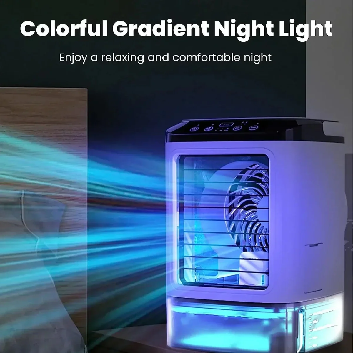 Portable Fan with Humidifier, Ice Pack and LED Night Light, view 6
