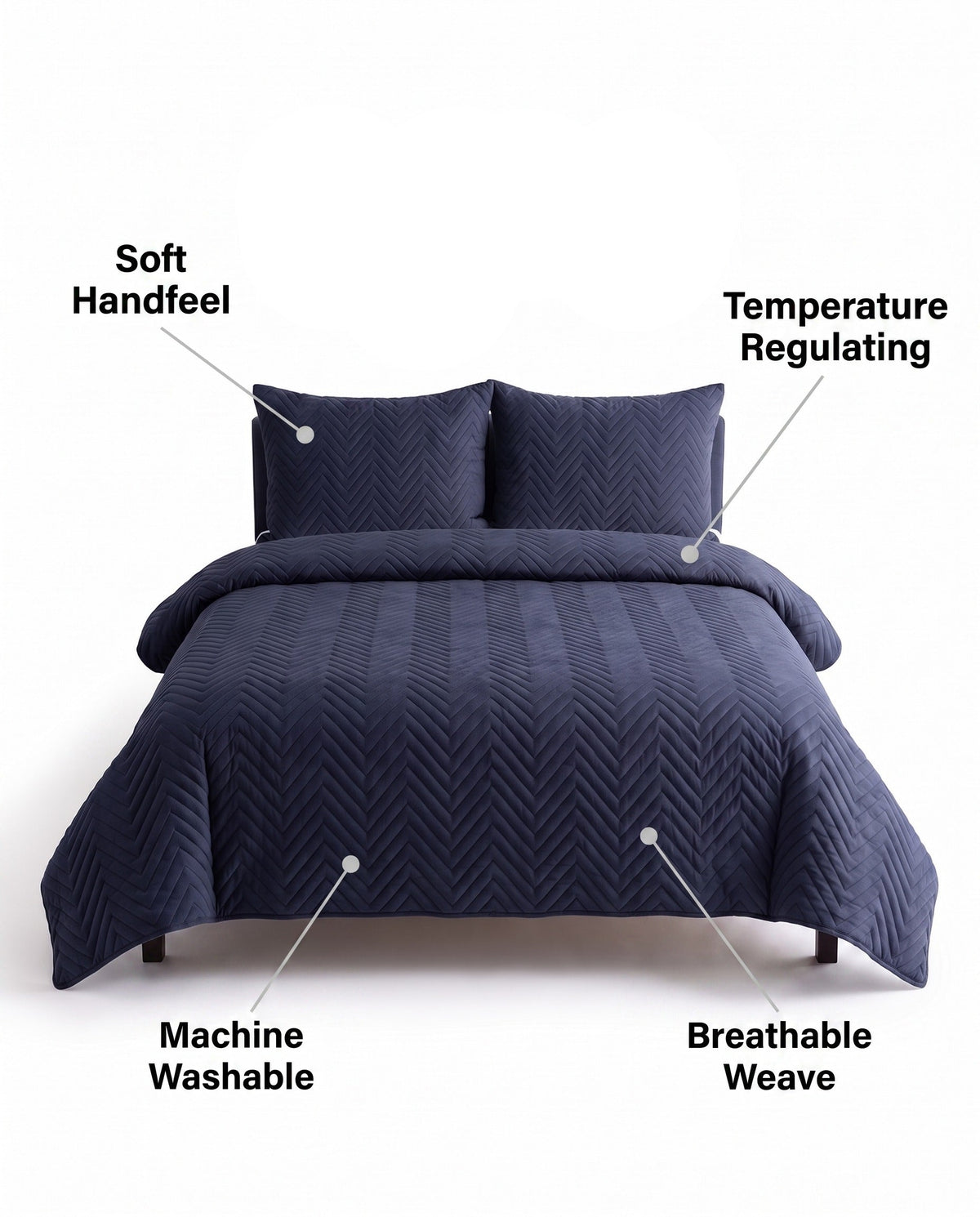 Quilted Throw Pillow Cover Set | Soft Handfeel, 18-23in