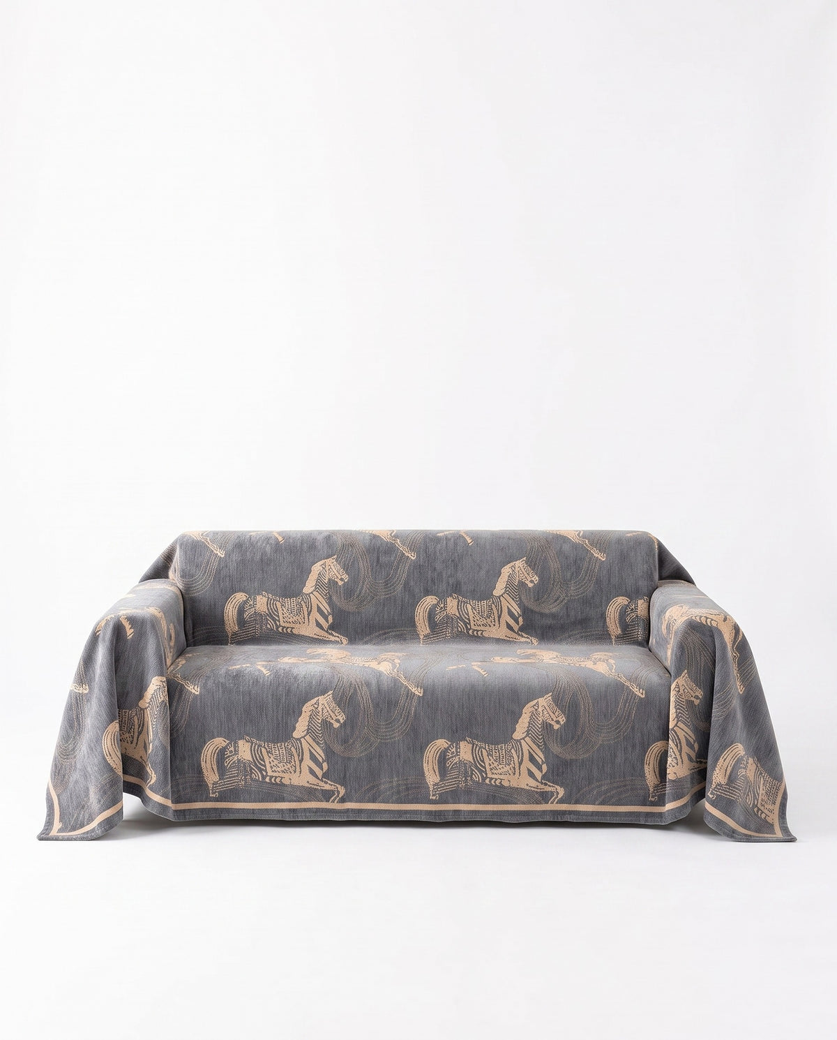 Regal Horse Patterned Sofa Cover | Full Couch Coverage, 71-165in