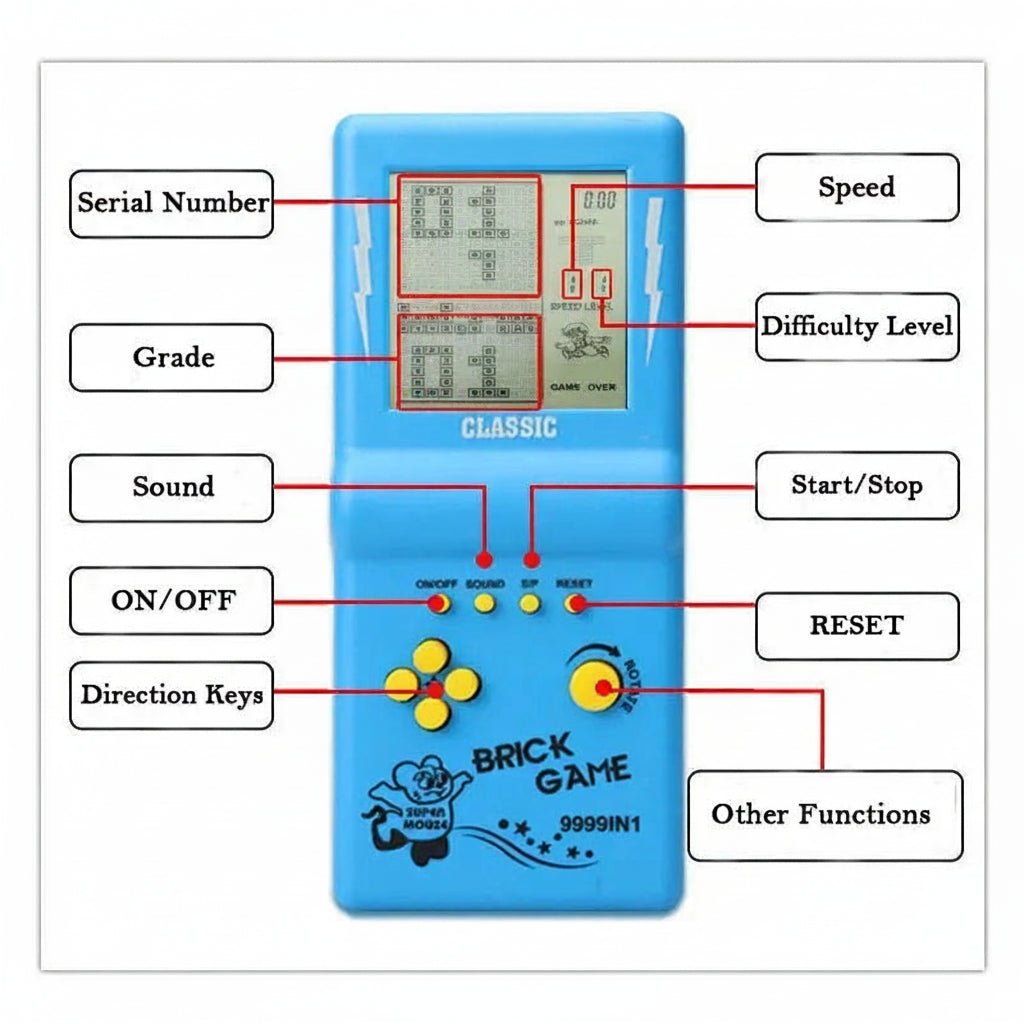 Retro Handheld Game Console with Block Puzzle Games for On the Go, view 6