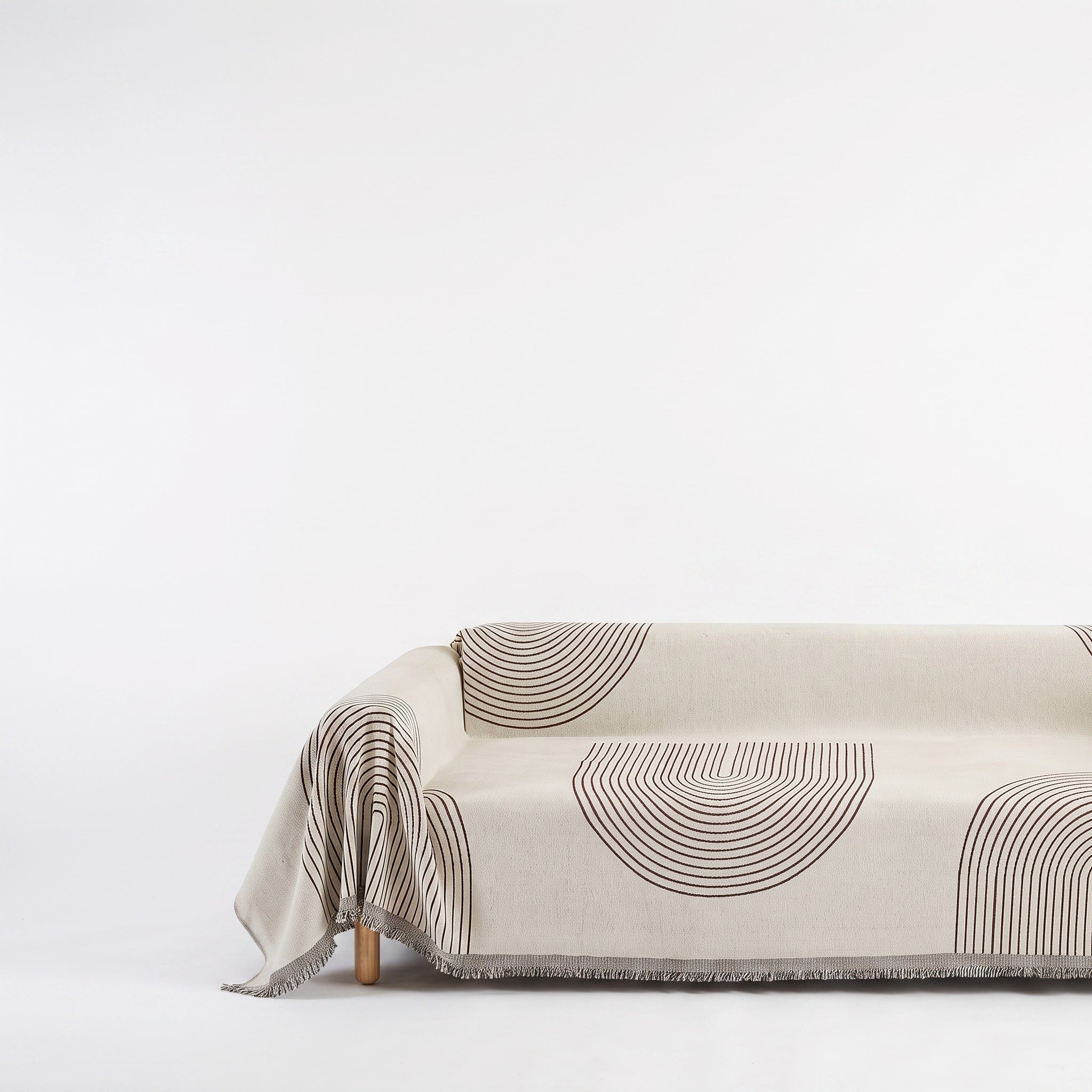 Reversible Arch Print Sofa Cover | Fringed Chenille Throw, 90-165in