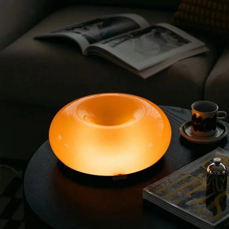 Ring Shaped LED Lamp in Glass and Metal, Dimmable with Selectable Light Color, view 7