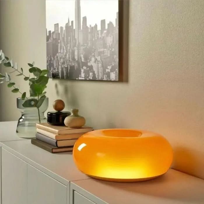 Ring Shaped LED Lamp in Glass and Metal, Dimmable with Selectable Light Color, view 9