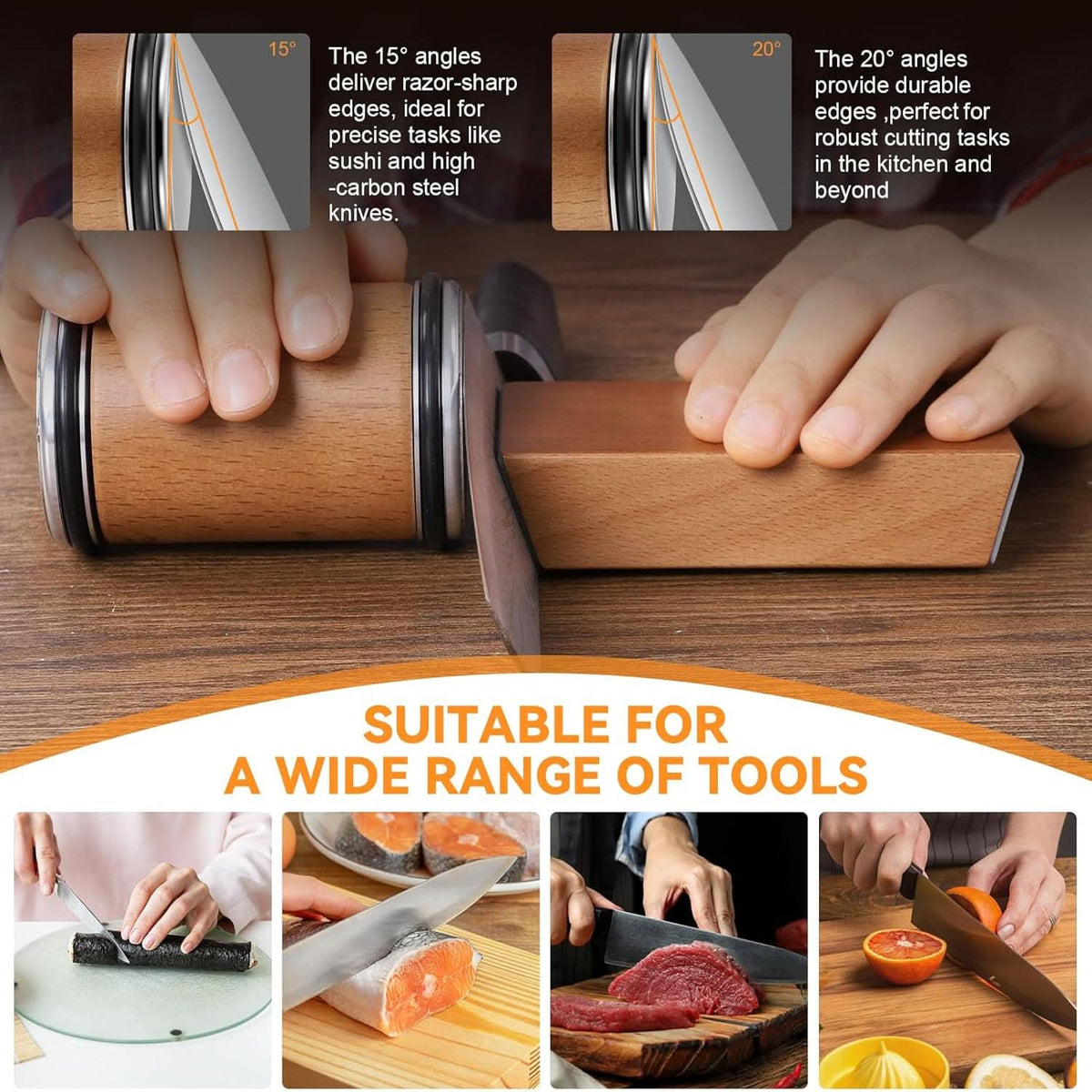 Rolling Knife Sharpener with Diamond Disc and Magnetic Angle Holder, view 5