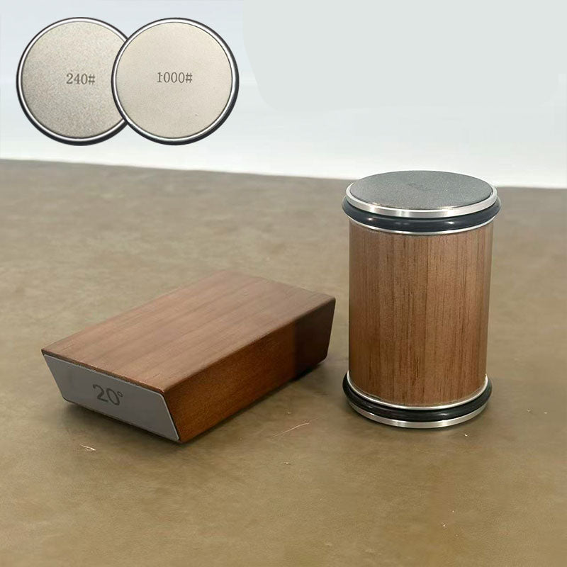 Rolling Knife Sharpener with Diamond Disc on a Solid Wood Platform, view 11