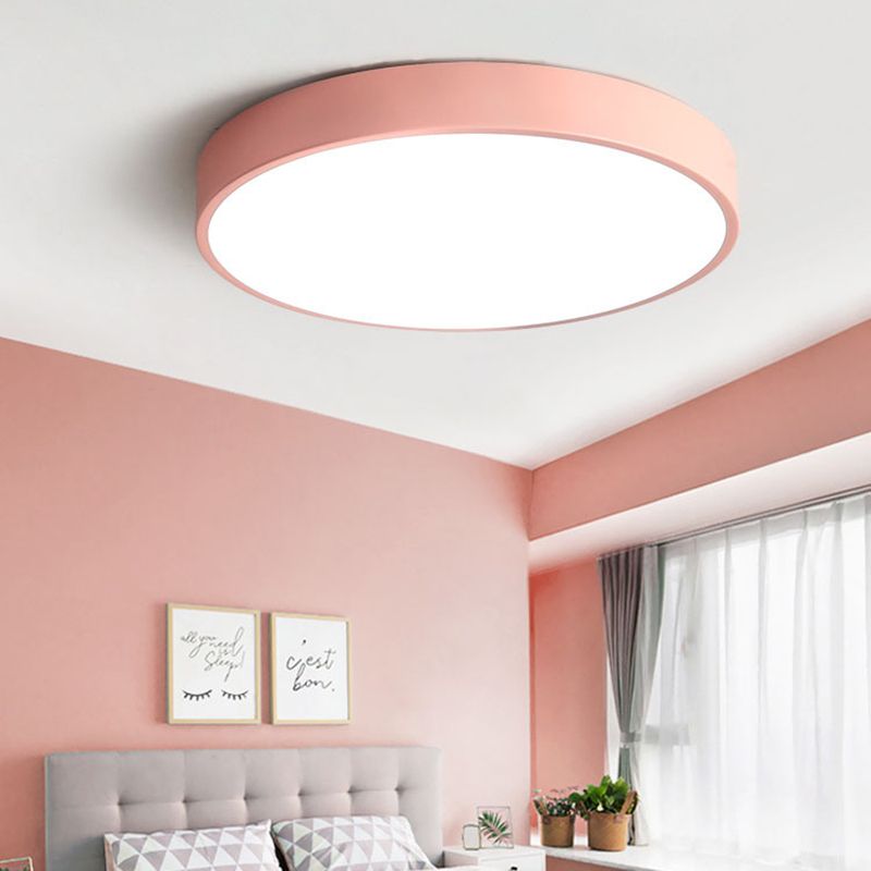 LED ceiling light shown in several colors and diameters