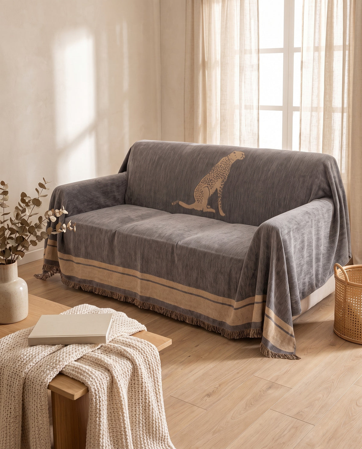 Safari Elegance Anti-Pilling Sofa Cover | Spill Resistant, 71-165in