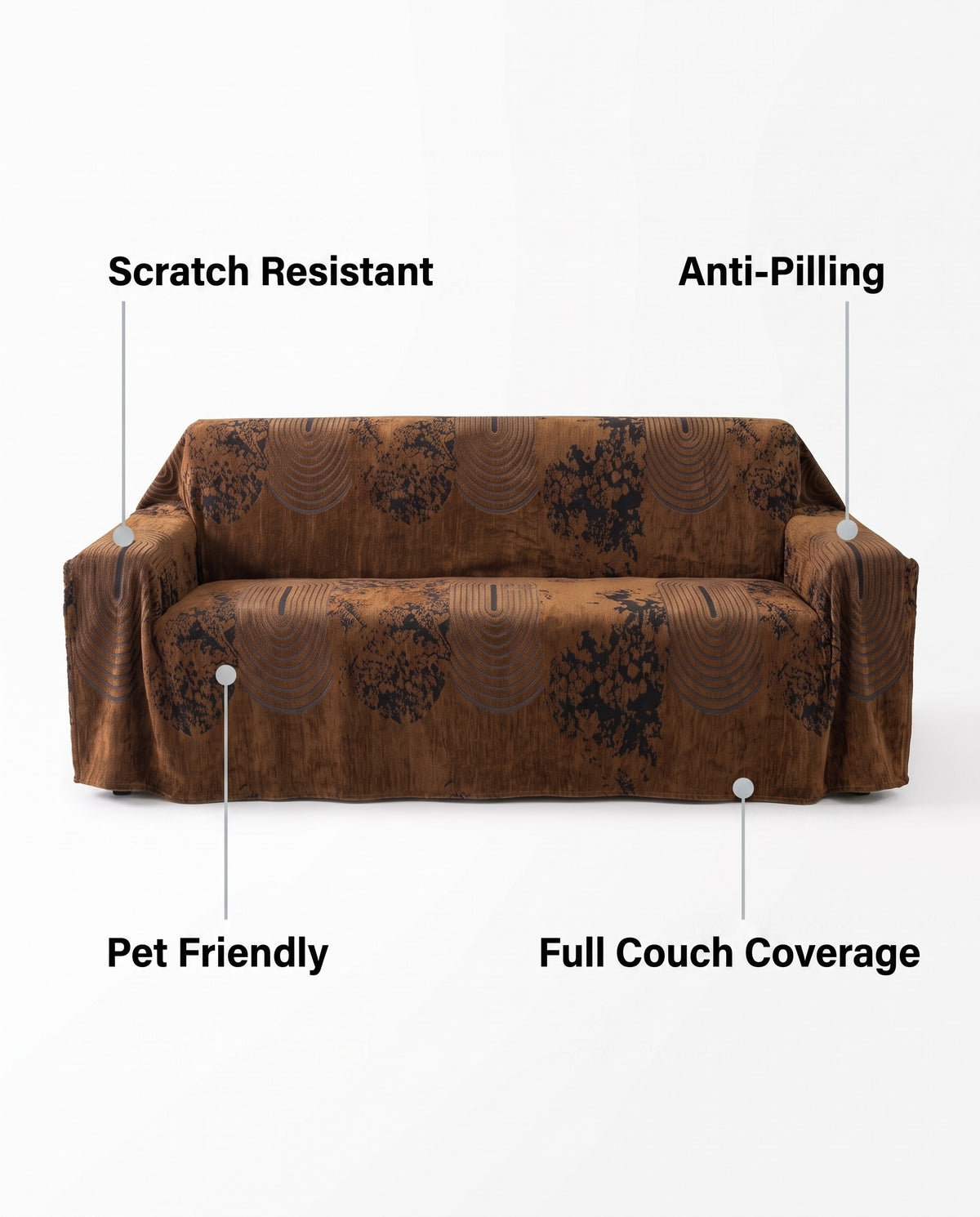 Scratch-Resistant Anti-Pilling Boho Elegant Sofa Cover | Pet Friendly, 71-165in