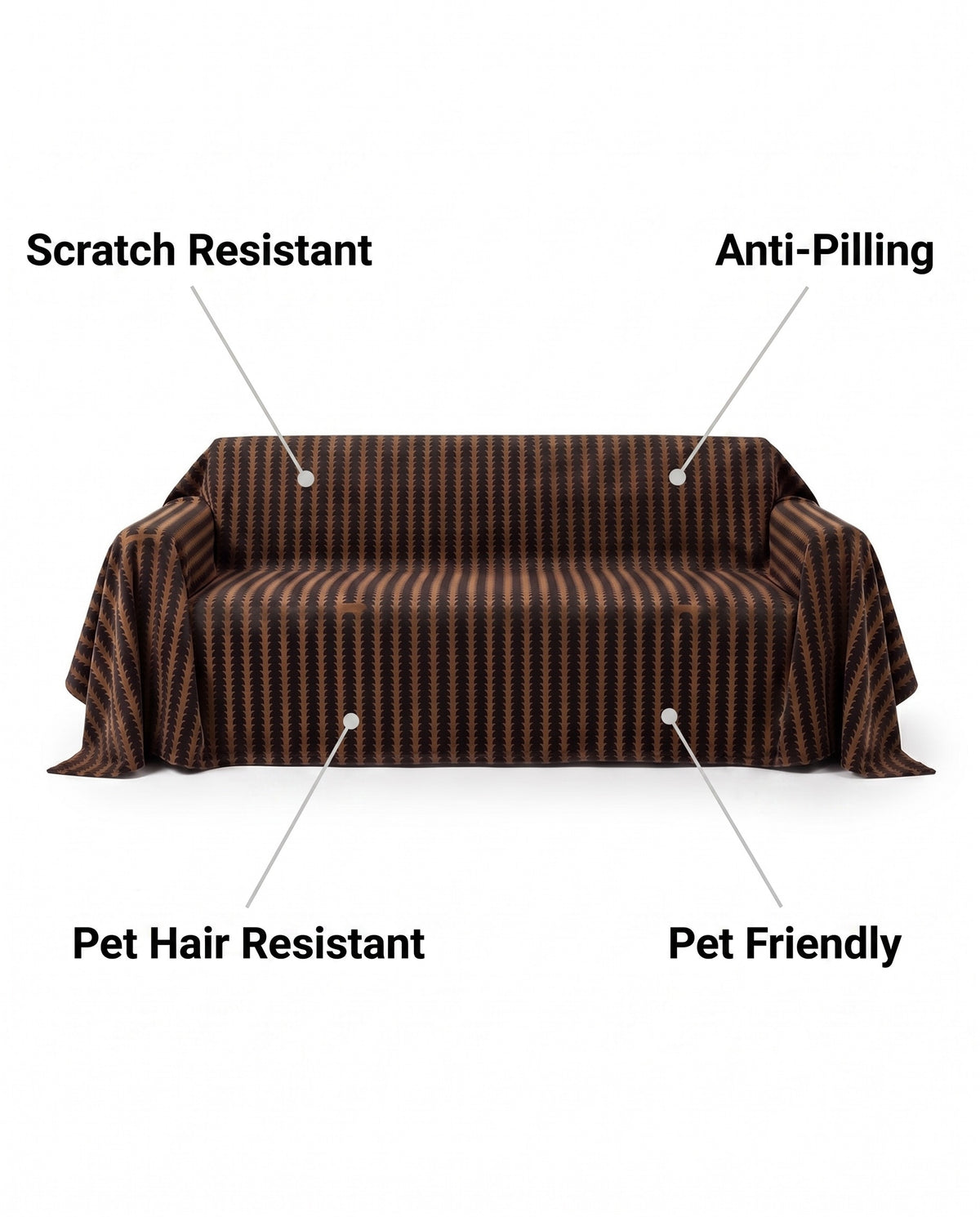 Scratch-Resistant Anti-Pilling Elegant Sofa Cover | Pet Hair Resistant, 71-165in