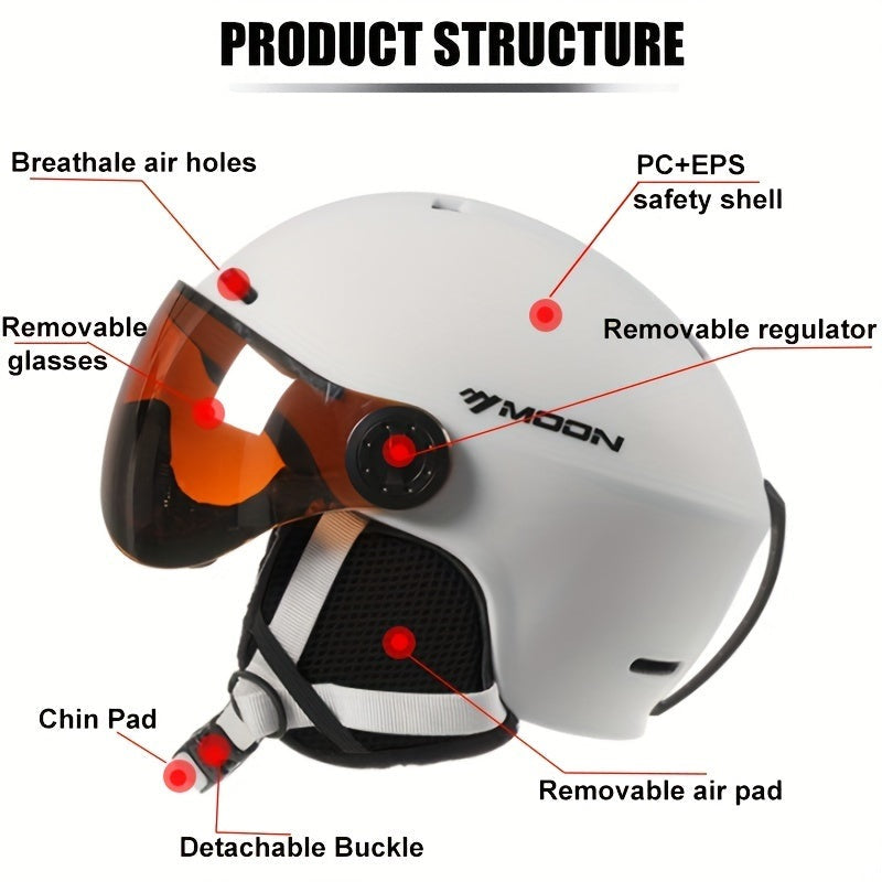 Ski Helmet with Flip Down Visor, Removable Chin Pad and Dial Fit, view 4