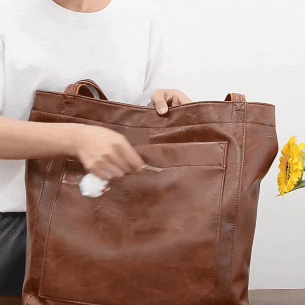 Brown PU leather shoulder bag with magnetic flap