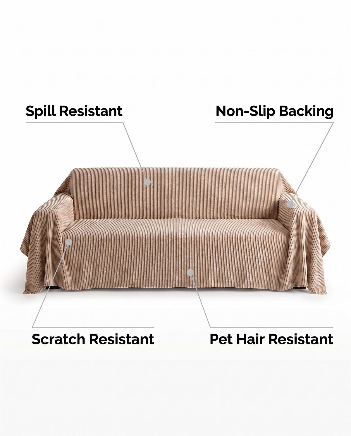 SoftWave Ribbed Chenille Nonslip Sofa Cover | Spill Resistant, 1-126in