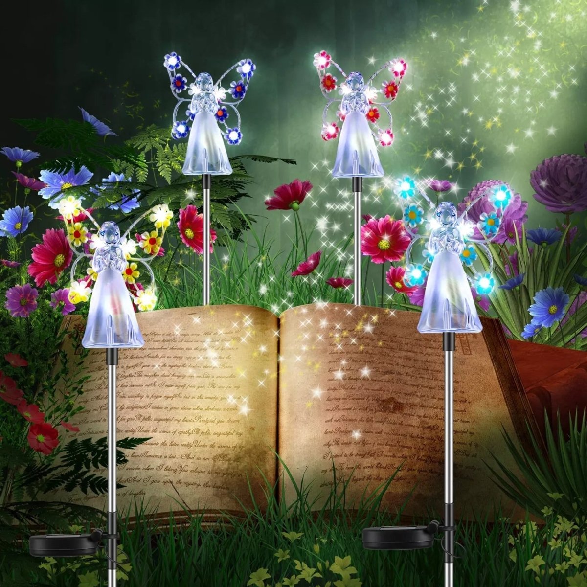 Solar LED Angel Garden Light for Garden, Pathway and Memorial in Four Light Colors, view 4