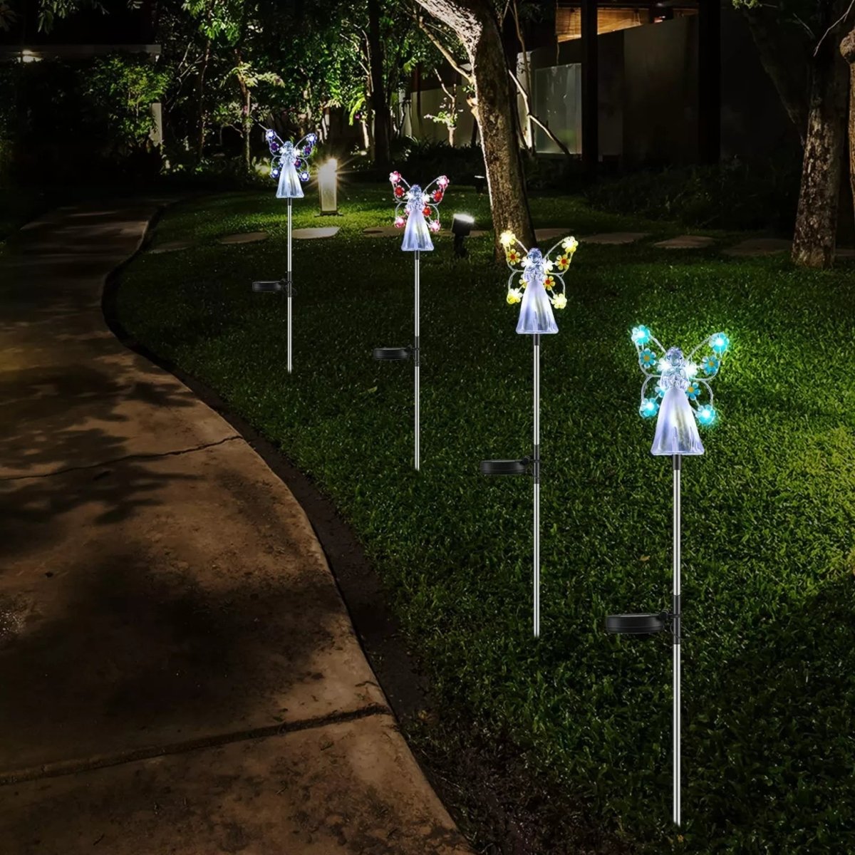 Solar LED Angel Garden Light for Garden, Pathway and Memorial in Four Light Colors, view 6