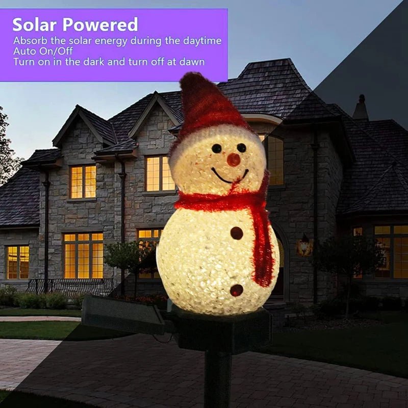 Solar Powered Snowman Light with Warm White Glow for Outdoor Use, view 6
