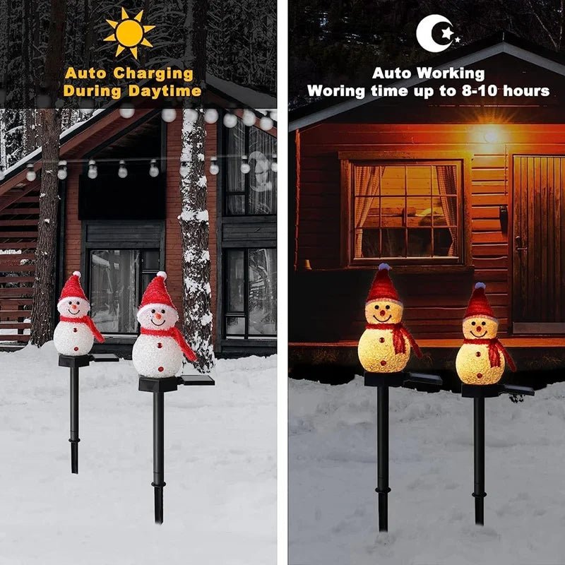 Solar Powered Snowman Light with Warm White Glow for Outdoor Use, view 7
