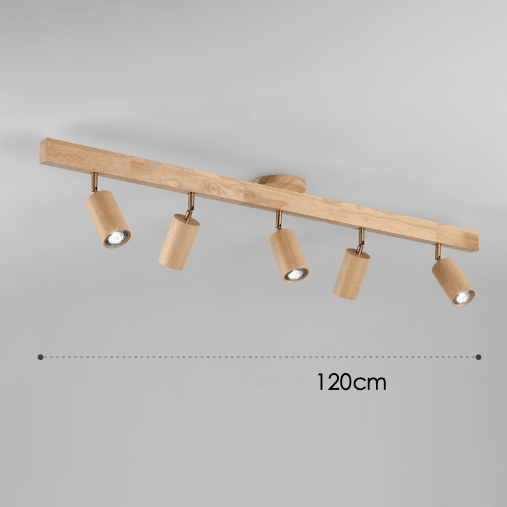 Solid Wood Ceiling Light with Adjustable Spotlight Heads for Focused Lighting, view 9
