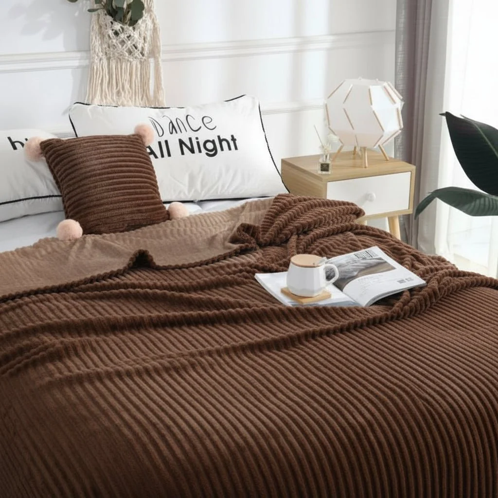 Striped Flannel Fleece Blanket in Three Sizes up to 79 x 91 in, view 12