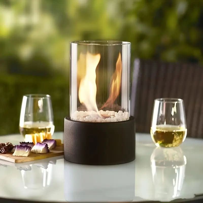 Tabletop Bioethanol Fireplace with Metal Frame and Heat Resistant Glass, Smoke Free, view 8