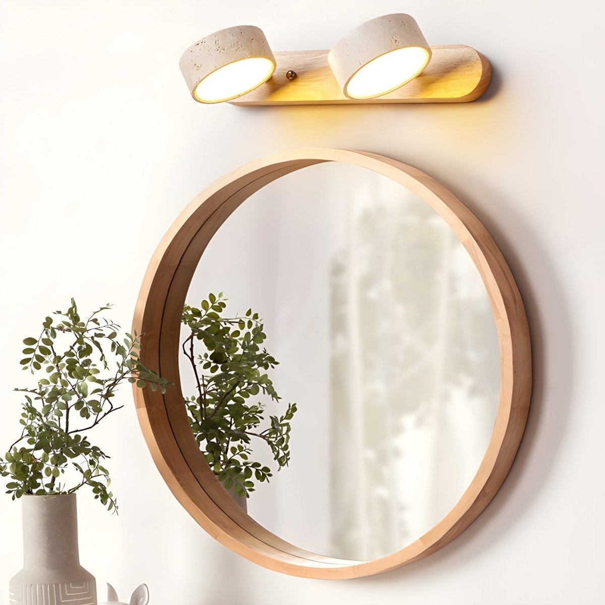 Travertine and Wood LED Wall Sconce with Indirect Up and Down Light, view 4