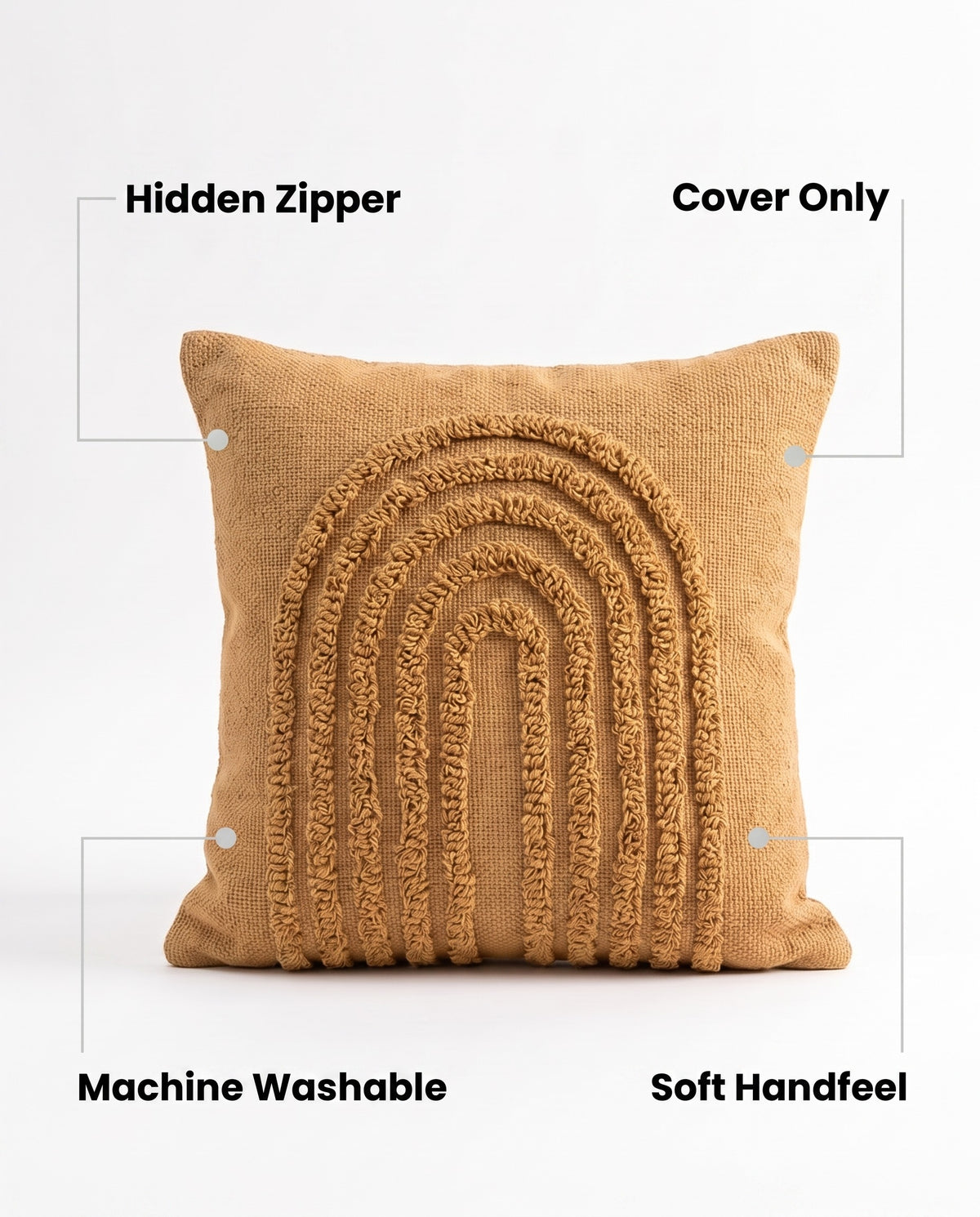 Tufted Arch Cushion Cover | Hidden Zipper, 18in