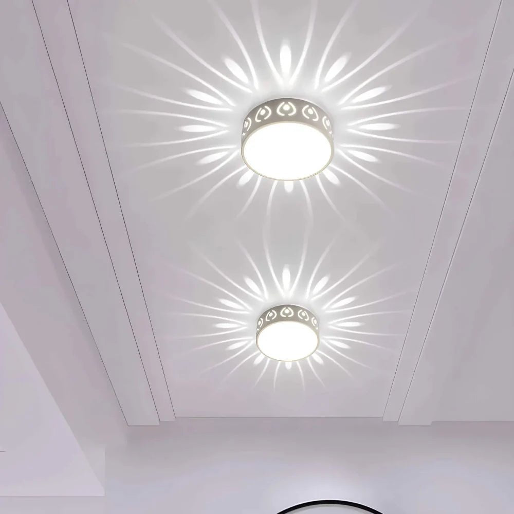 Ultra slim LED ceiling light mounted in a hallway