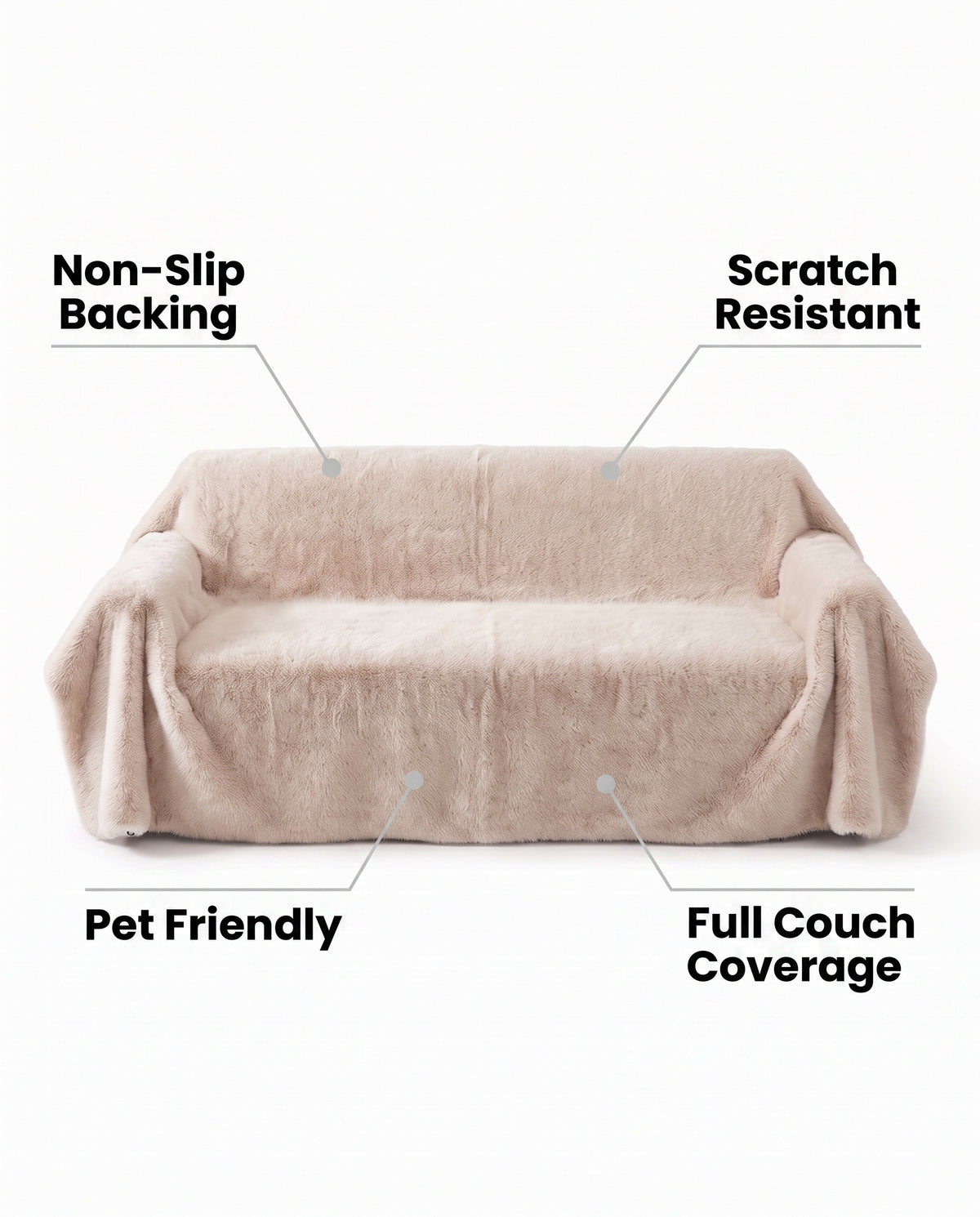 Ultra-Soft Scandinavian Fluffy Sofa Cover | Non-Slip Backing, 1-118in