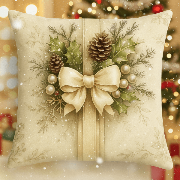 Velvet Pillow Covers with Vintage Christmas Designs, 17.7 x 17.7 Inch, view 3
