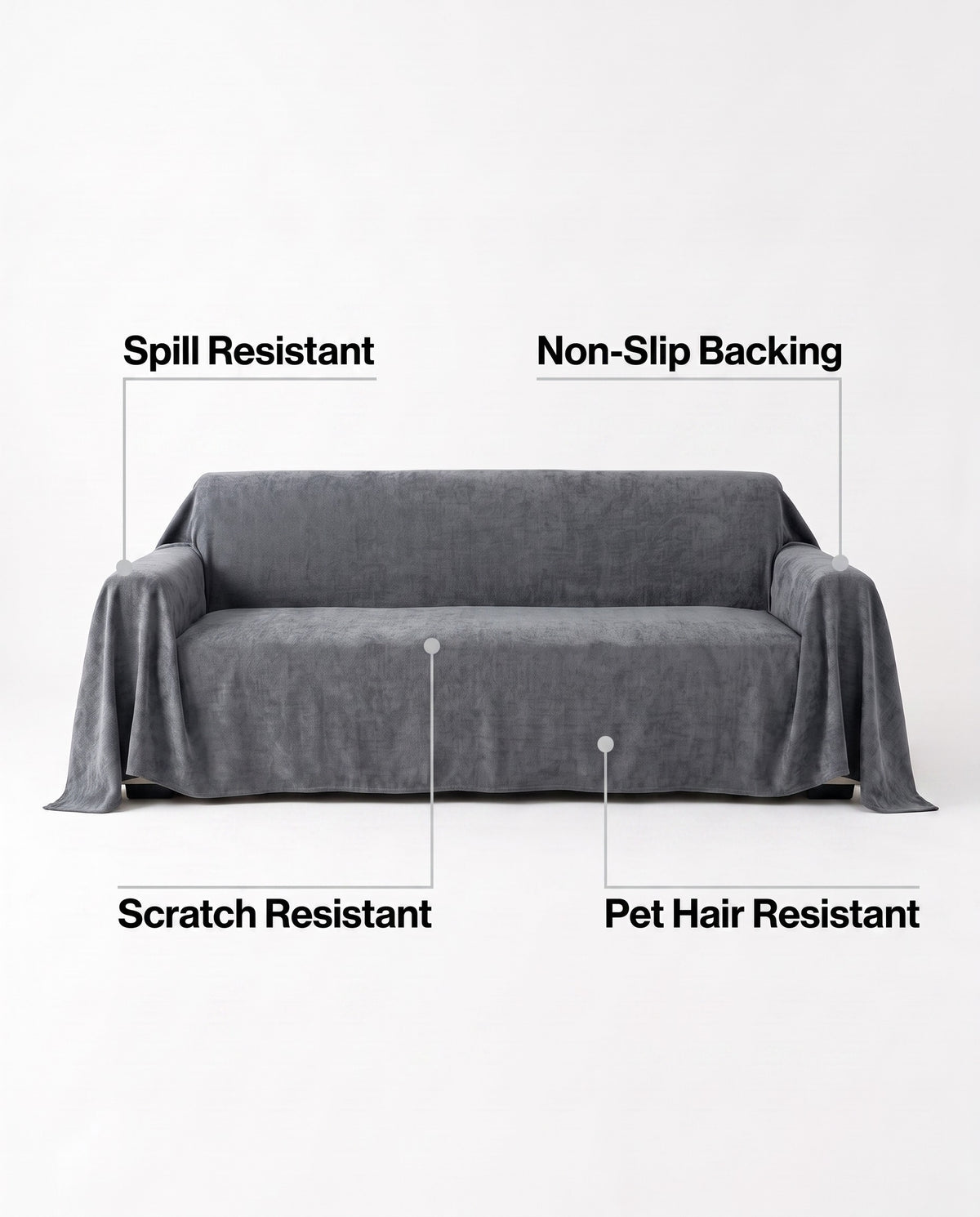 Spill-Resistant Chenille Pet-Friendly Non-slip Sofa Cover | Scratch Resistant, 1-126in