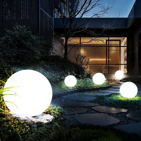 LED ball light with remote control showing color options