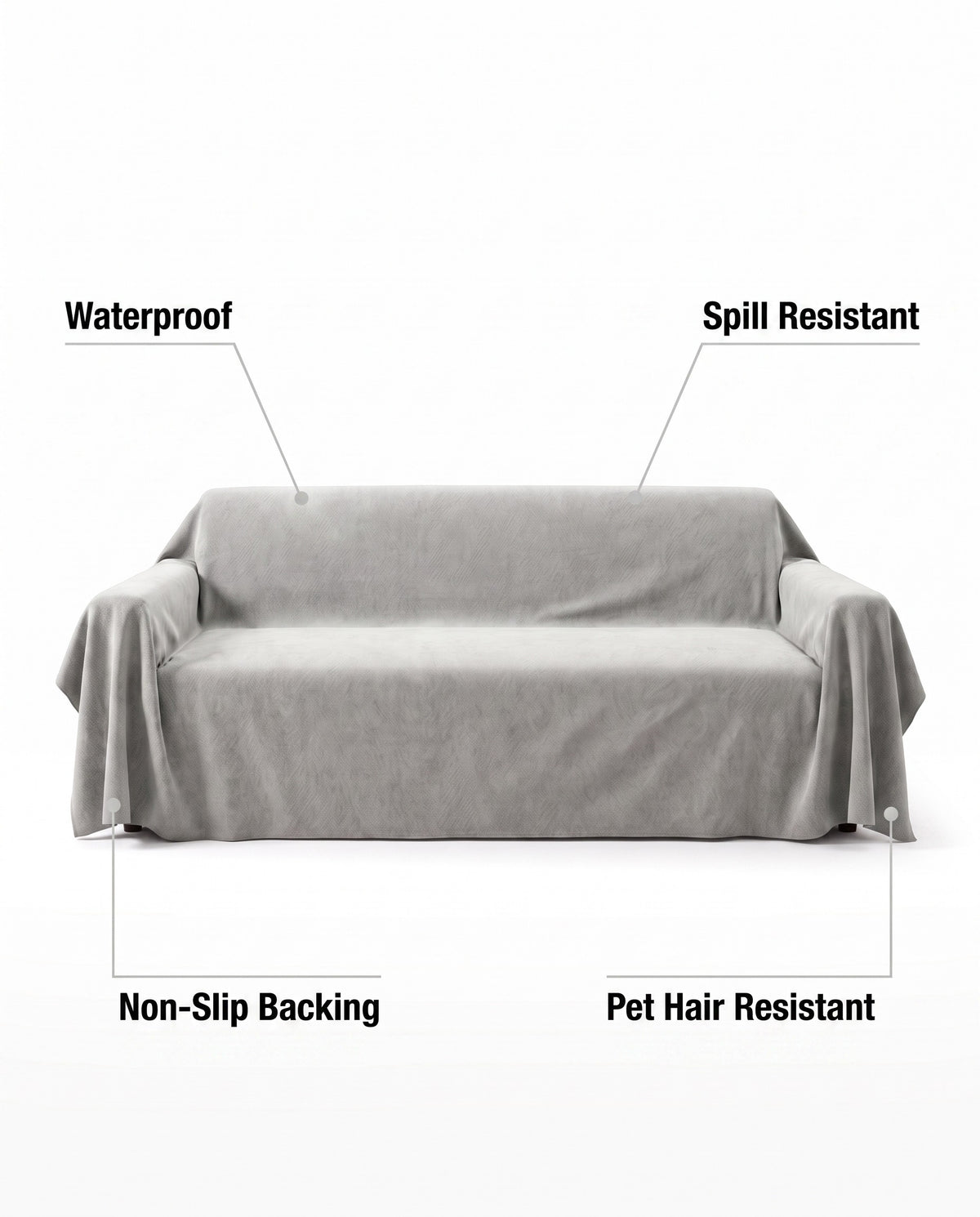 Spill-Resistant Non-Slip Sofa Cover | Waterproof, 71-165in