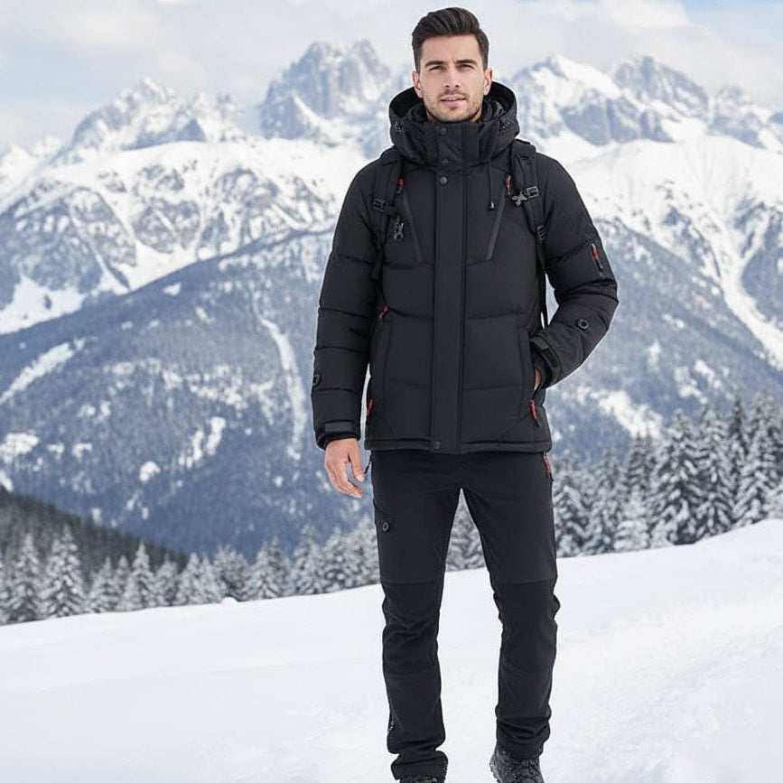 Waterproof winter parka with thermal lining and hood
