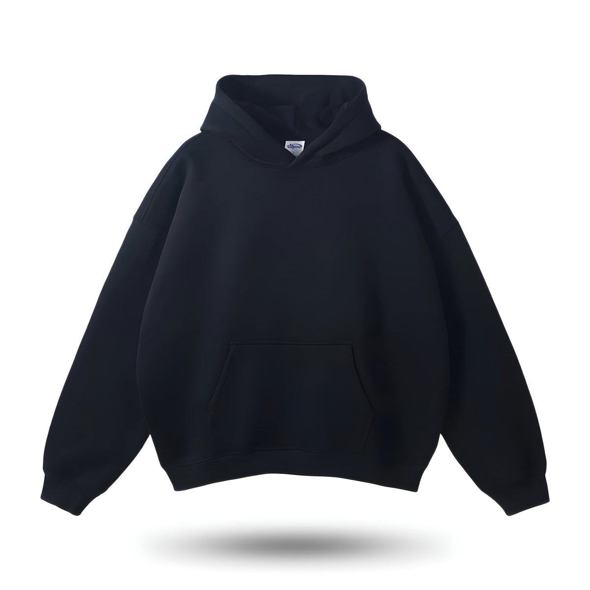 Weighted hoodie in steel gray, onyx black, snow white and storm gray