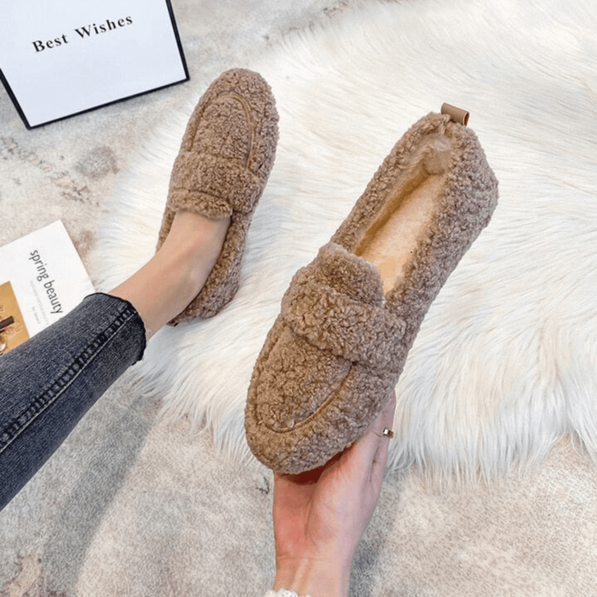 Winter House Slippers with Fluffy Lining and Non-Slip Sole, view 1