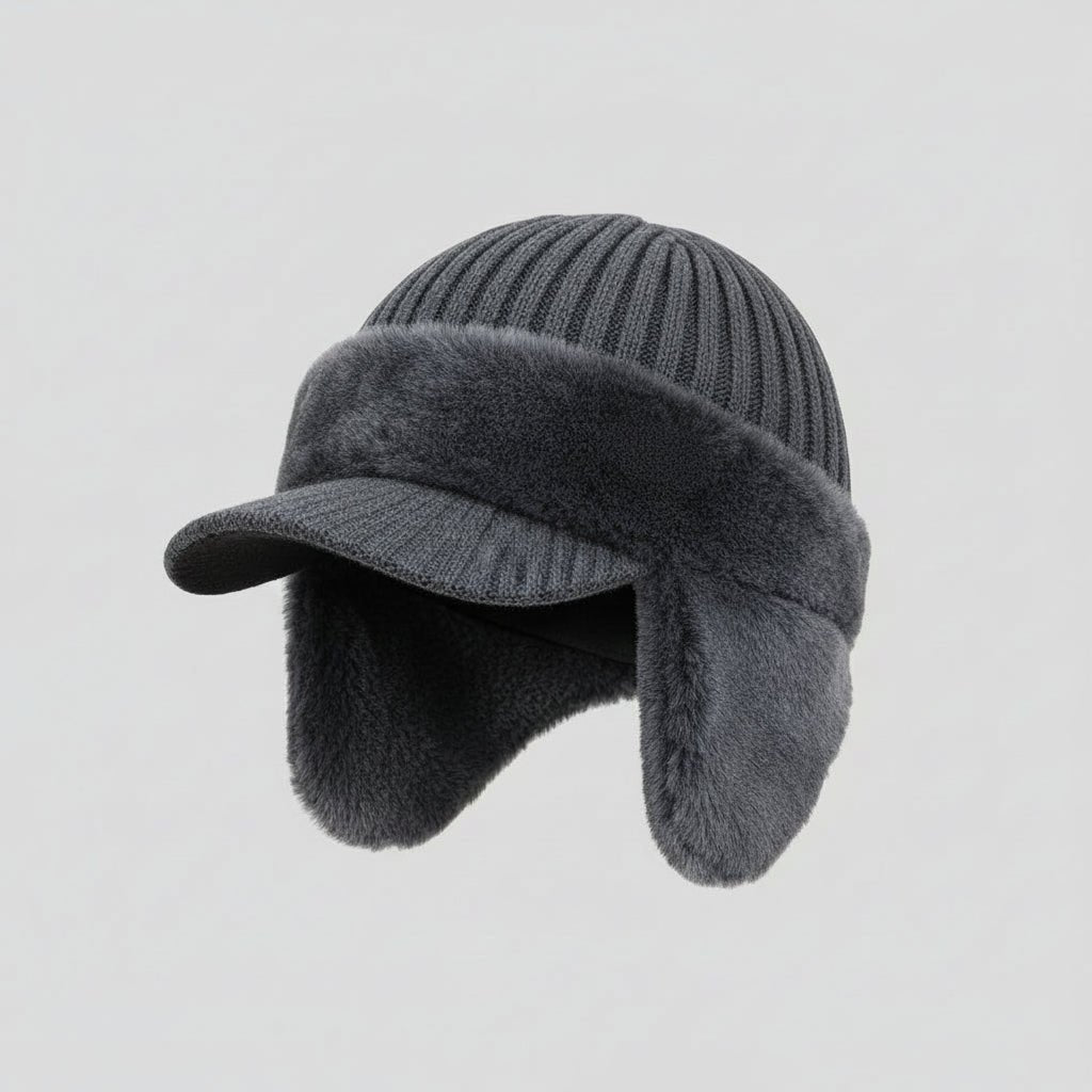Winter Trapper Hat with Built-In Ear Flaps in Four Colors, view 3