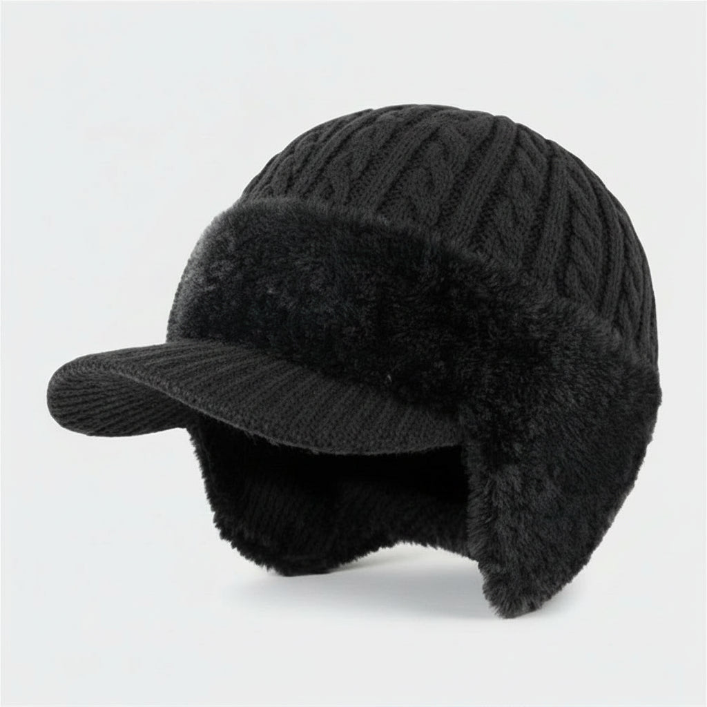 Winter Trapper Hat with Built-In Ear Flaps in Four Colors, view 5