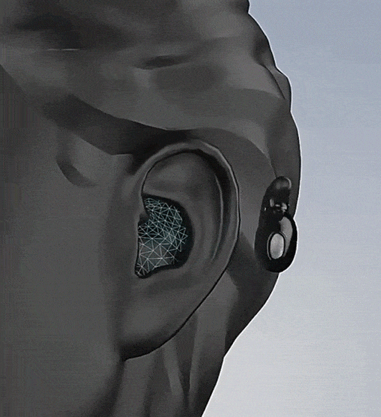 Wireless earbuds next to their open charging case