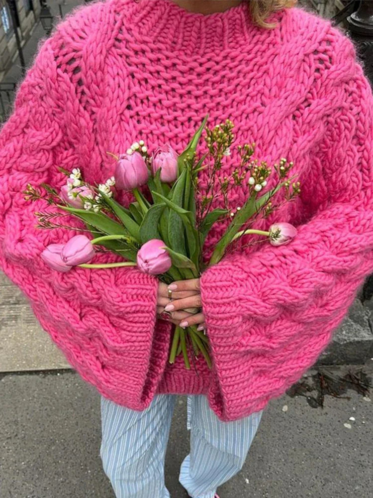 Women's Chunky Knit Sweater with Drop Shoulders for Chilly Afternoons, view 5