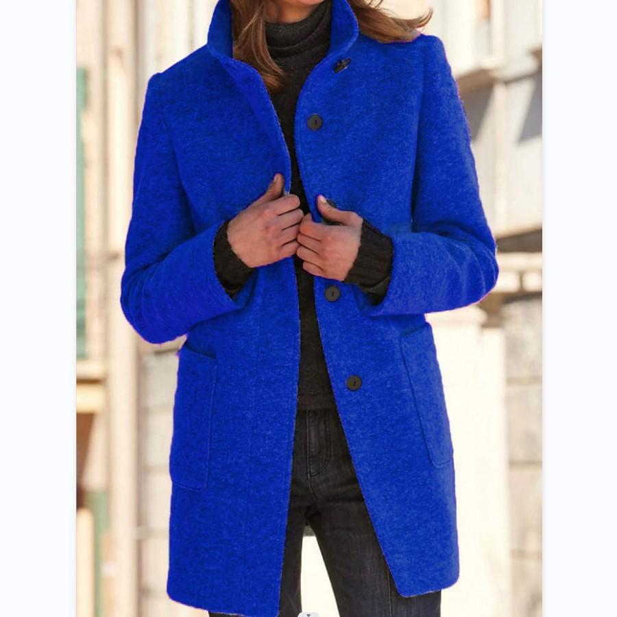 Women's Classic Wool Coat with Retro Button Front in Six Colors, view 3