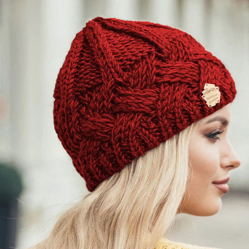 Women's Knit Winter Beanie in Wool Cotton Blend in Seven Colors, view 3