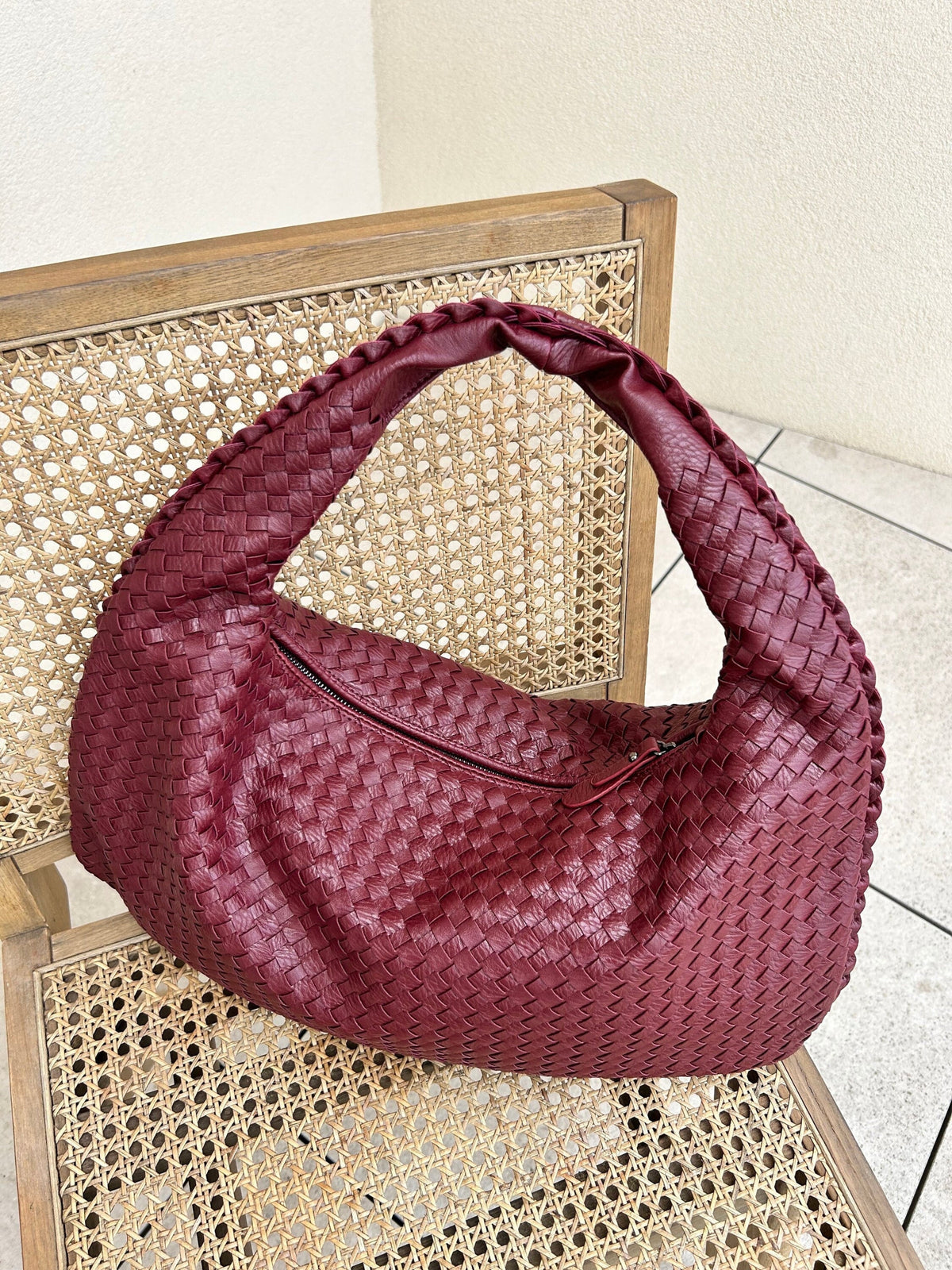 Open tote bag showing the roomy main compartment with a laptop inside
