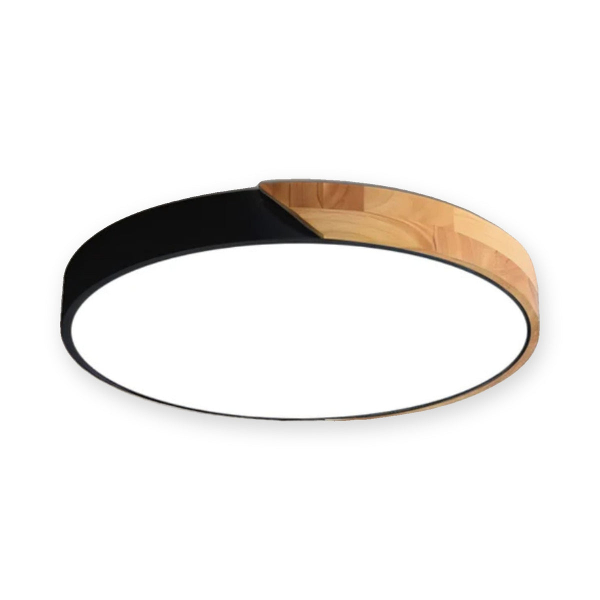 Wood Accent LED Flush Mount Ceiling Light - Black