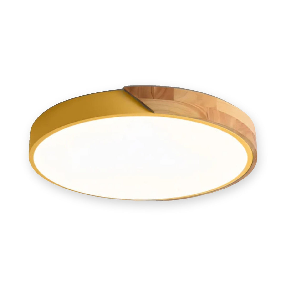 Wood Accent LED Flush Mount Ceiling Light - Yellow