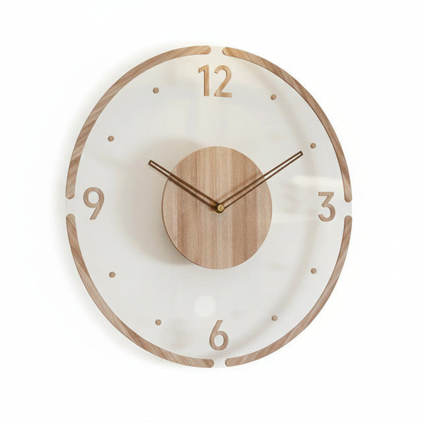 Wooden Wall Clock with Silent Quartz Movement, 13.8 in Diameter, view 3
