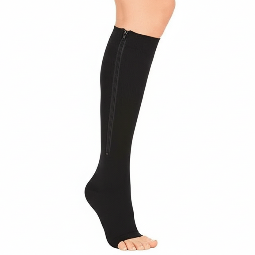Zip Up Compression Socks with Side Zipper and Open Toe, 20 to 30 mmHg, view 12