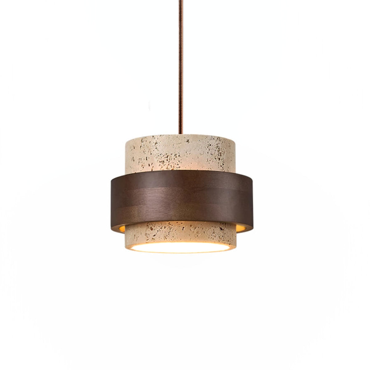 Travertine and Wood Pendant Light
