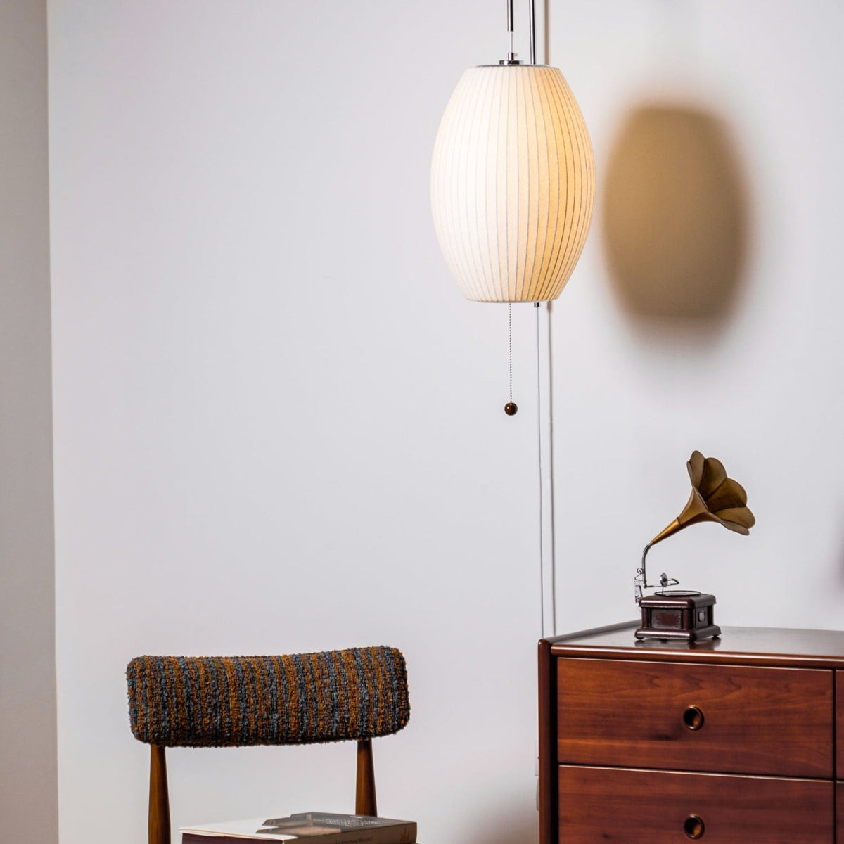 Silk and Walnut Wall Sconce